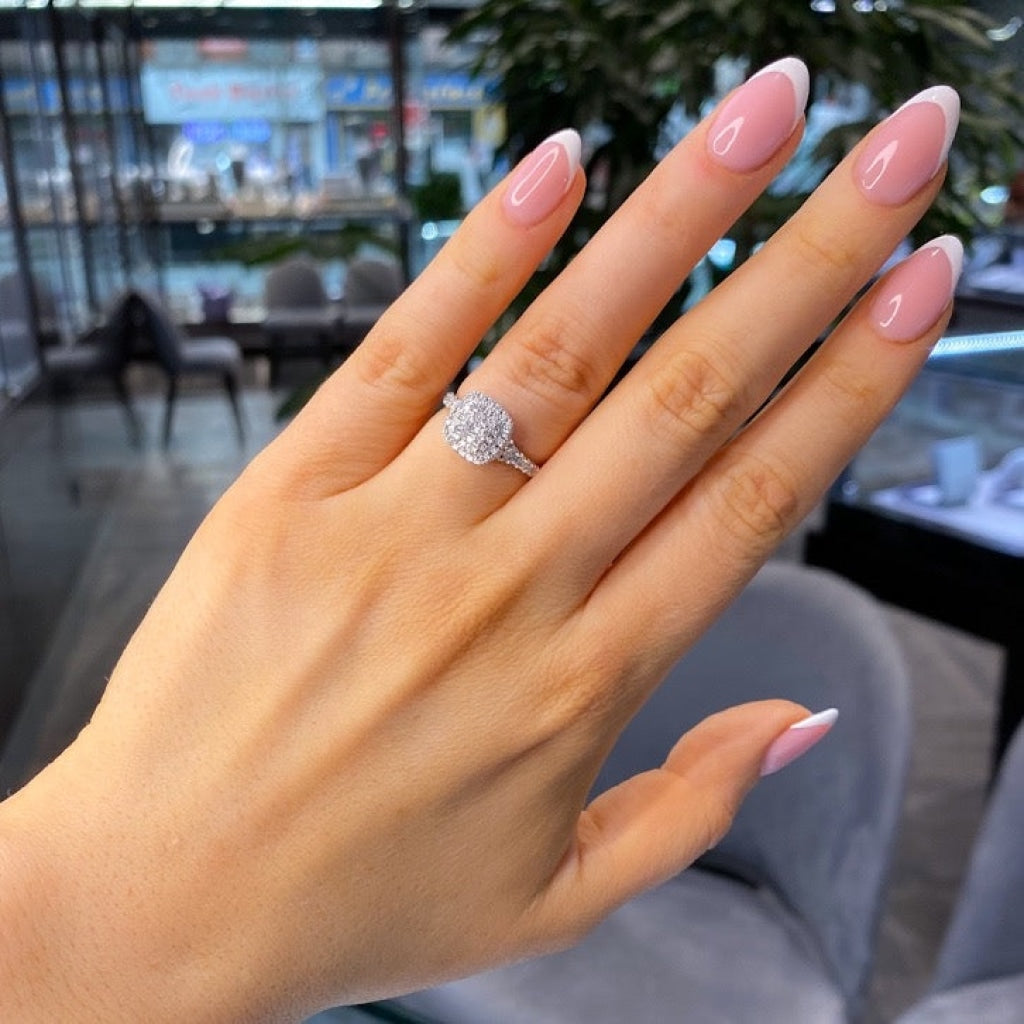 Devon | Diamond Engagement Ring On Womans Hand - Gear Jewellers Dublin 