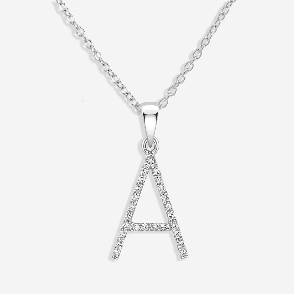 9ct White Gold Fluted Initial Necklace | Under the Rose