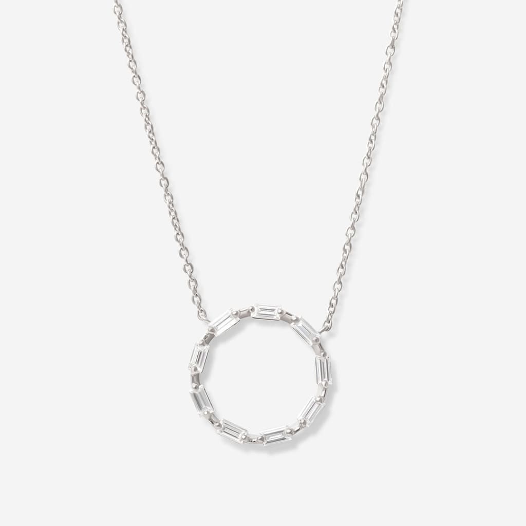 18ct white gold diamond circle necklace