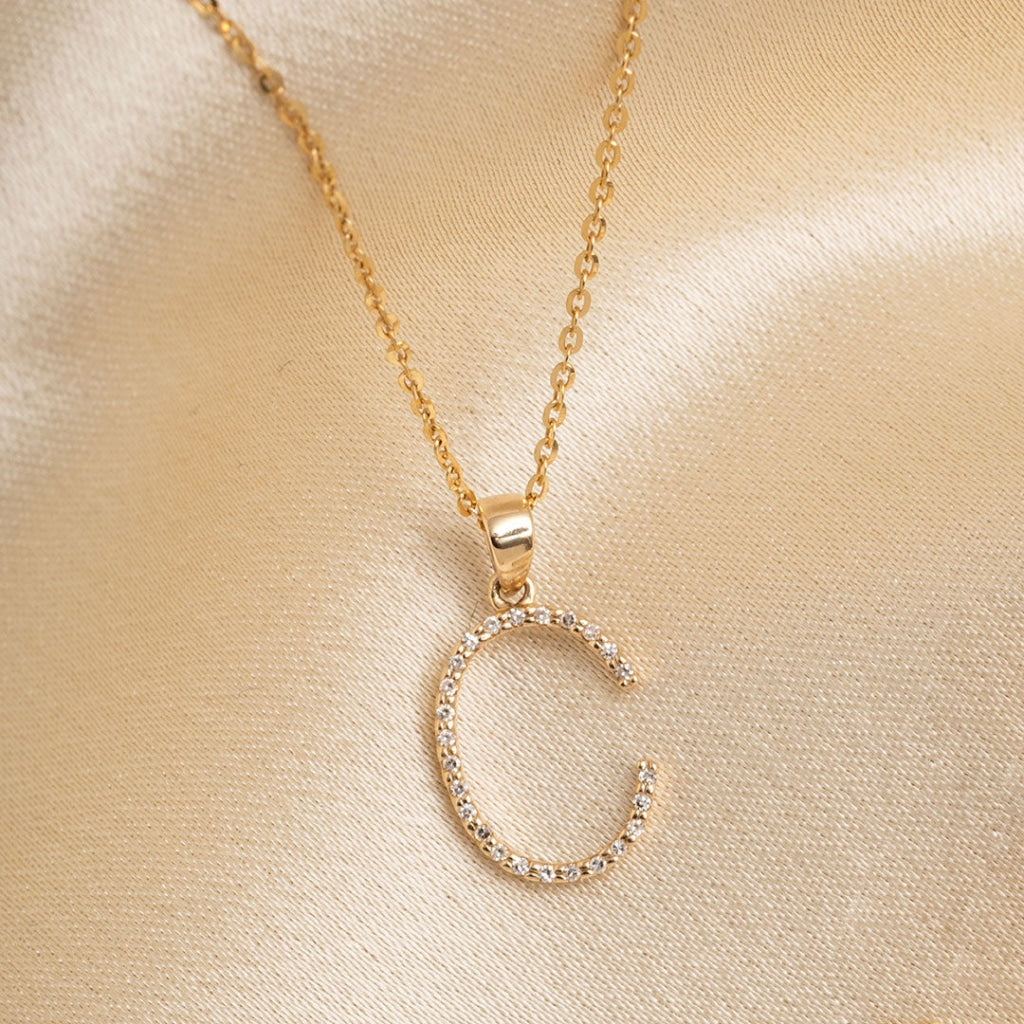 Diamond -C- Necklace | 9ct Gold