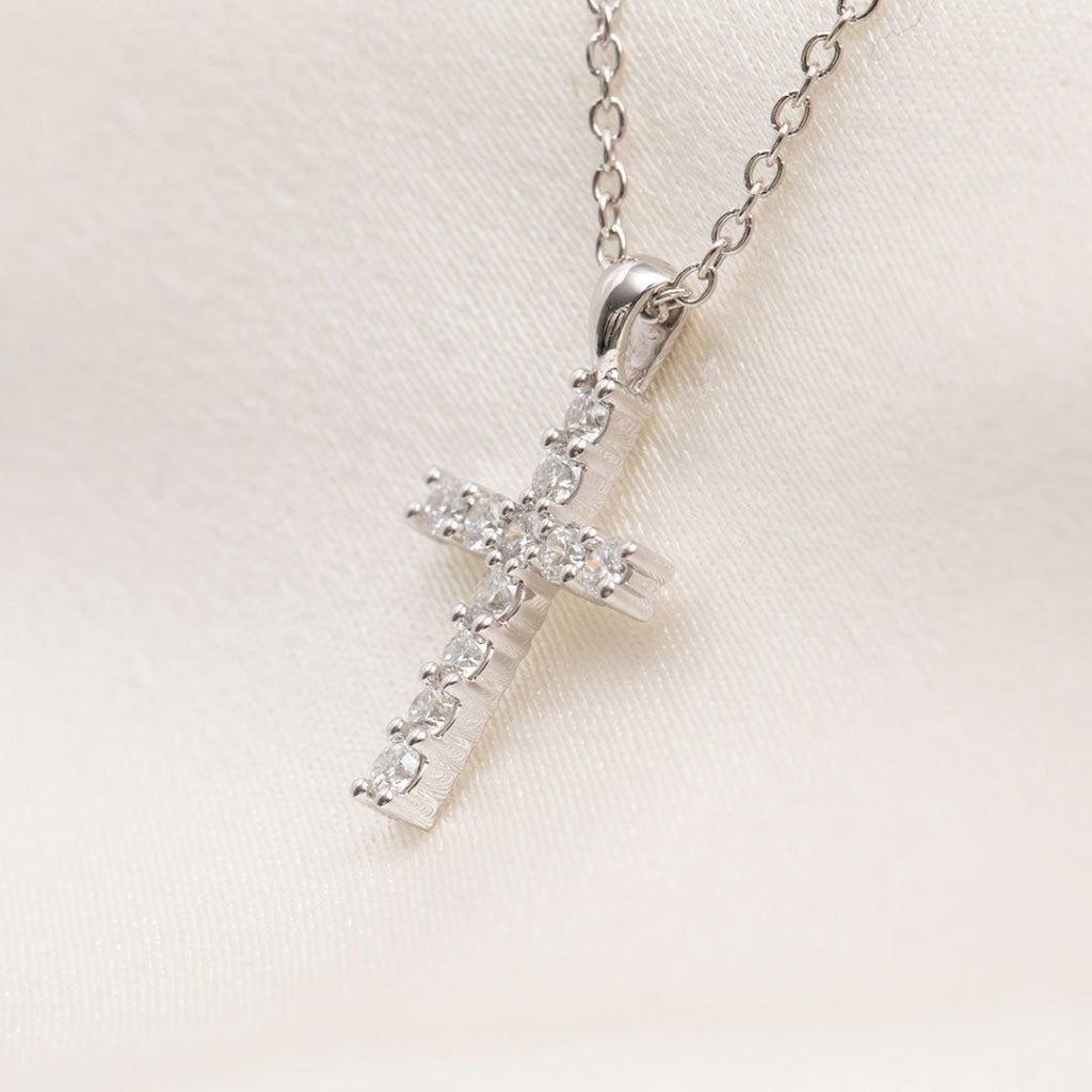 Diamond Cross Necklace | White Gold - Necklace