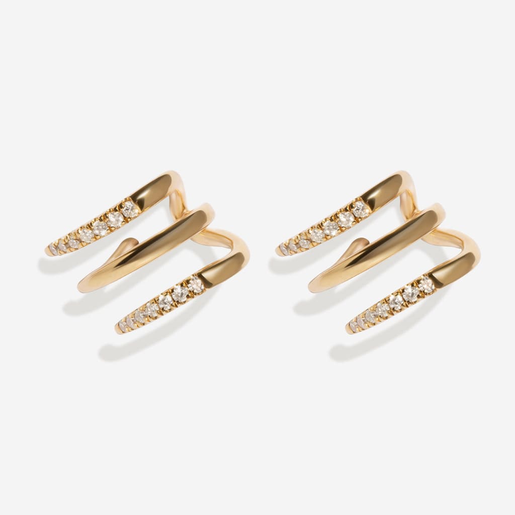 Diamond Cuff Earrings  | 9ct Gold