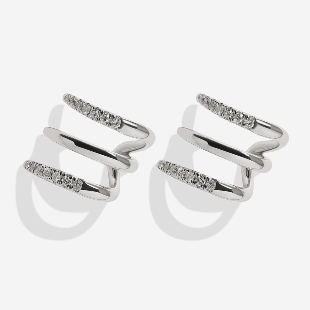 Diamond Cuff Earrings | 9ct White Gold - Earrings