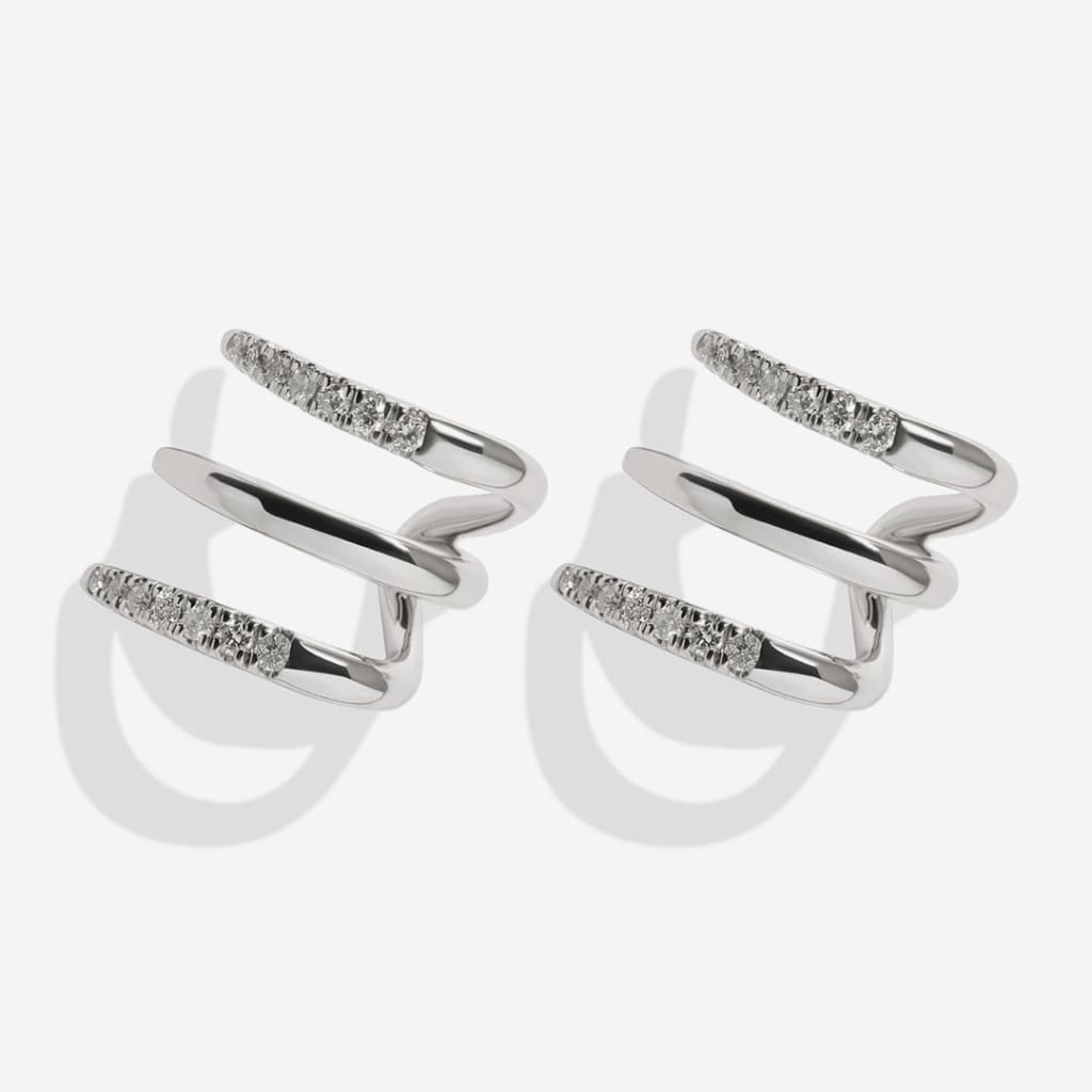 Diamond Cuff Earrings  | 9ct White Gold