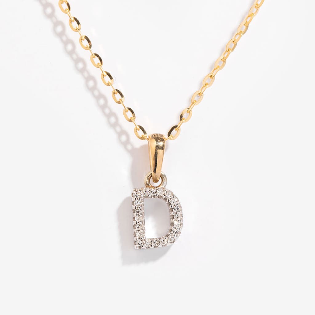 Diamond - D - Necklace | 9ct Gold