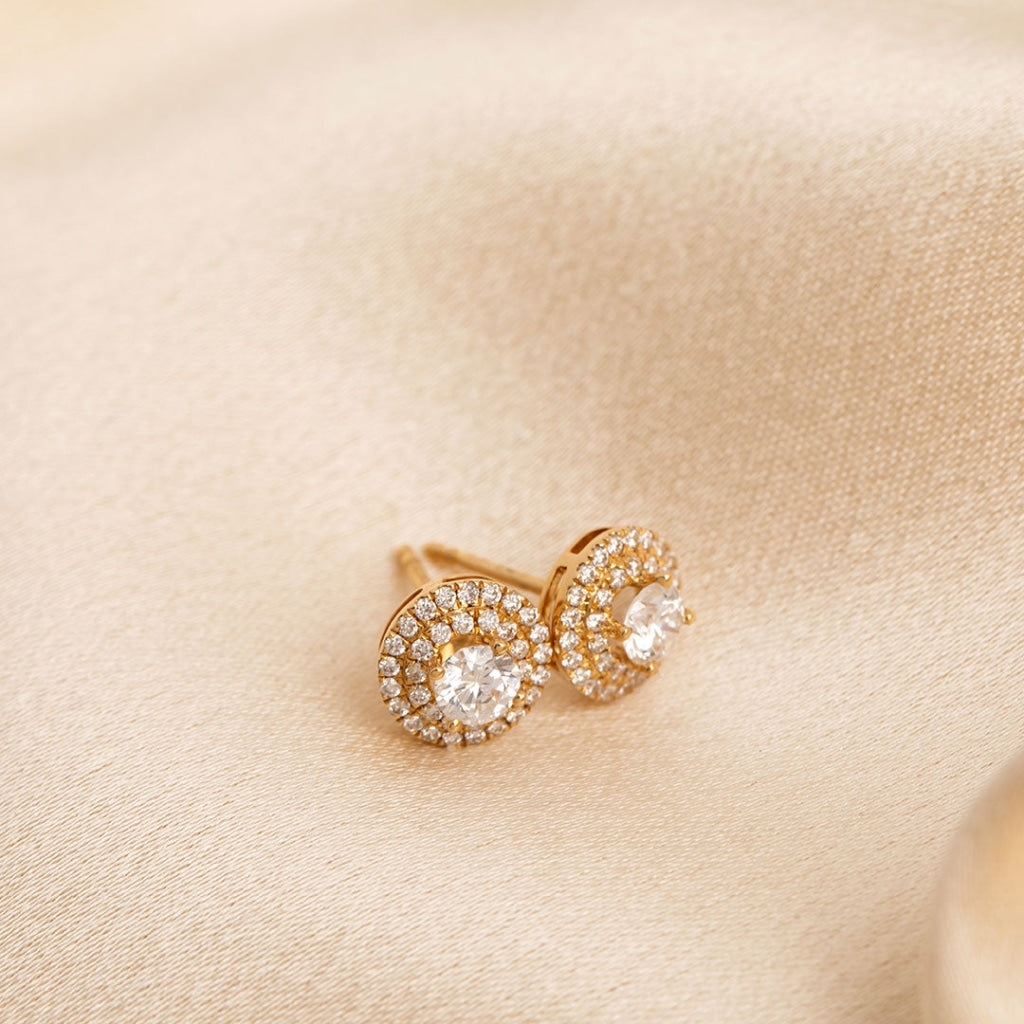 Diamond Disco Lab Grown Diamond Earrings | 18ct Gold on fabric