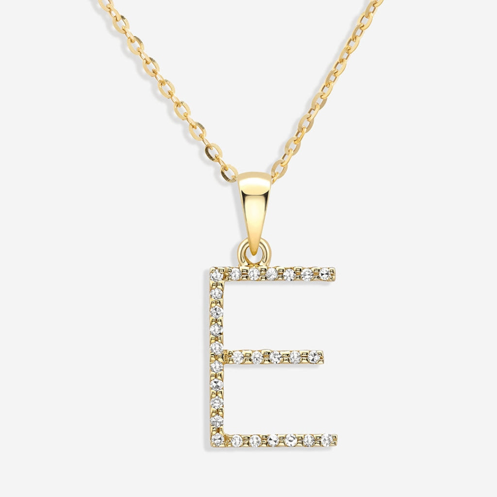 Diamond -E- Necklace | 9ct Gold - Necklace