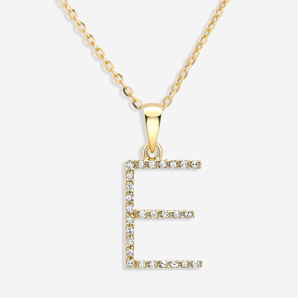 Diamond -E- Necklace | 9ct Gold
