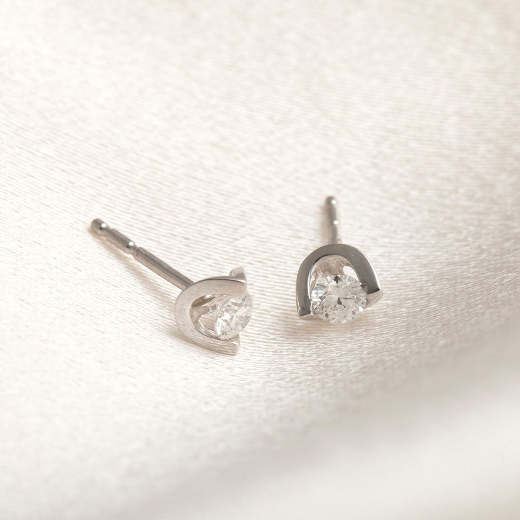 front view of diamond earrings 