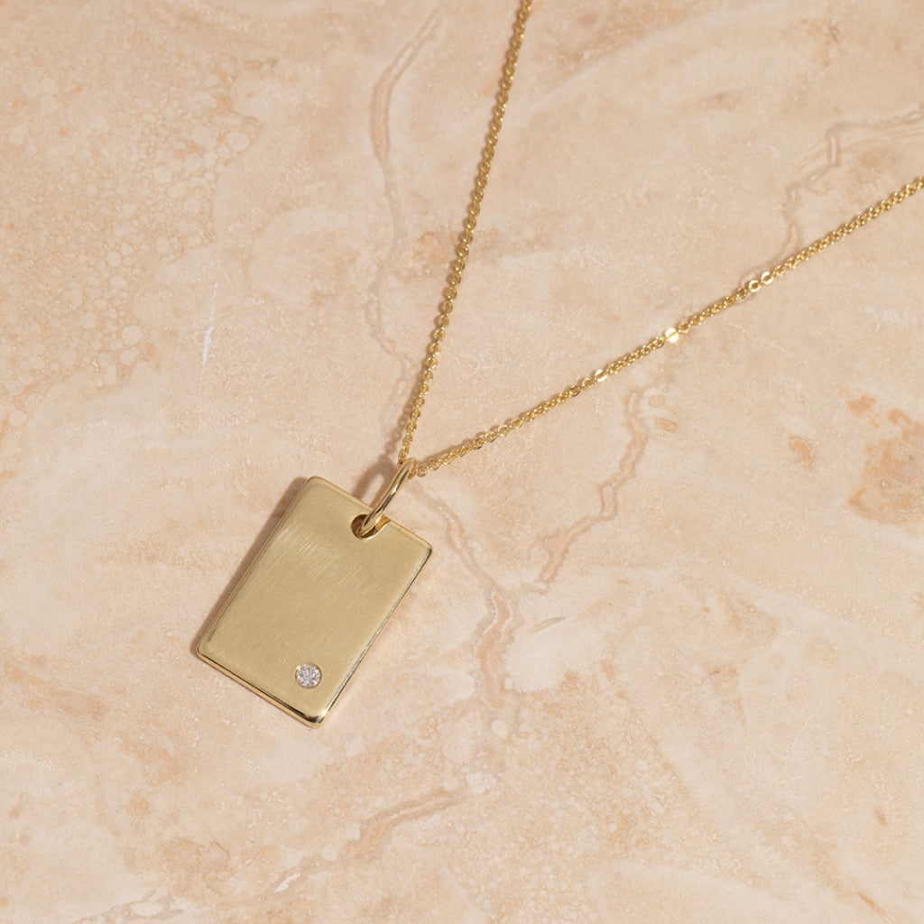 Gold Bar and diamond necklace