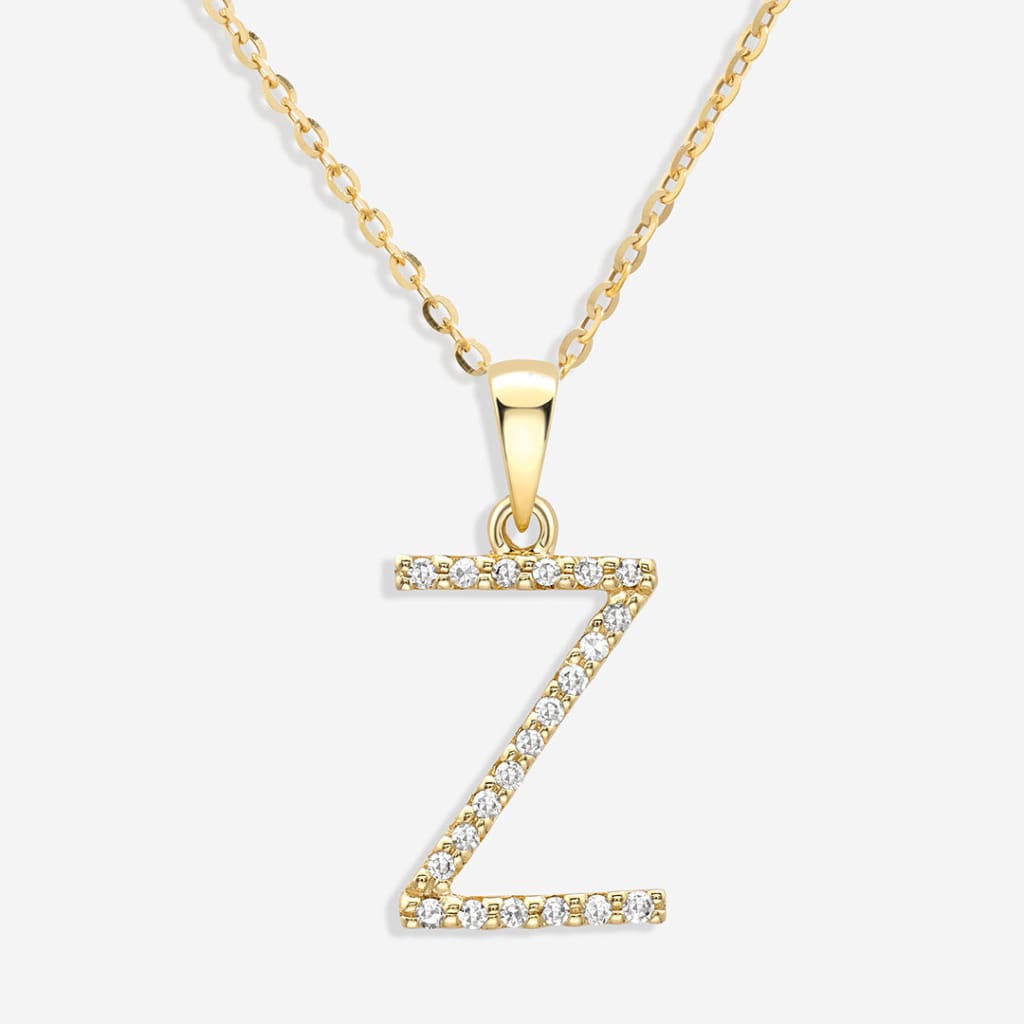 Diamond Initial Necklace | 9ct Gold