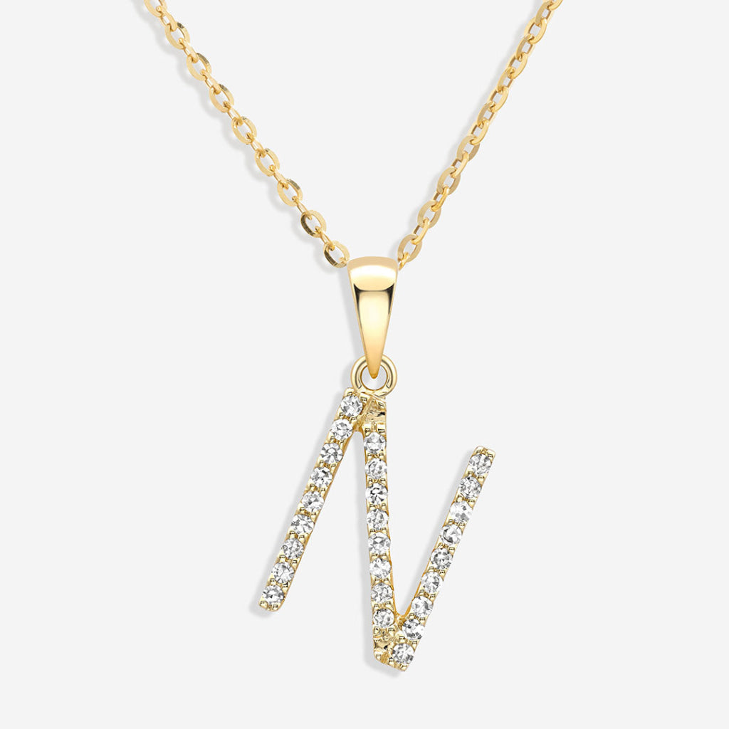 N diamond initial necklace