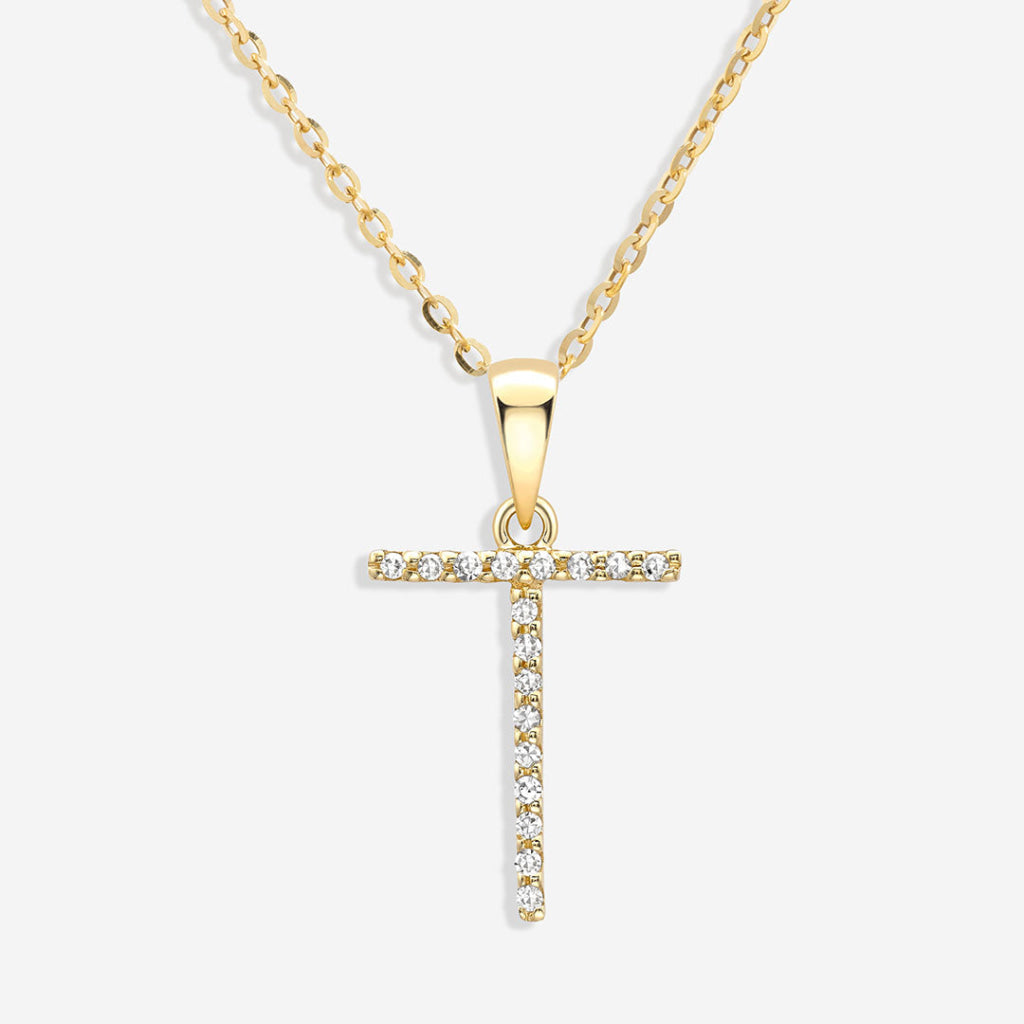 T diamond initial necklace