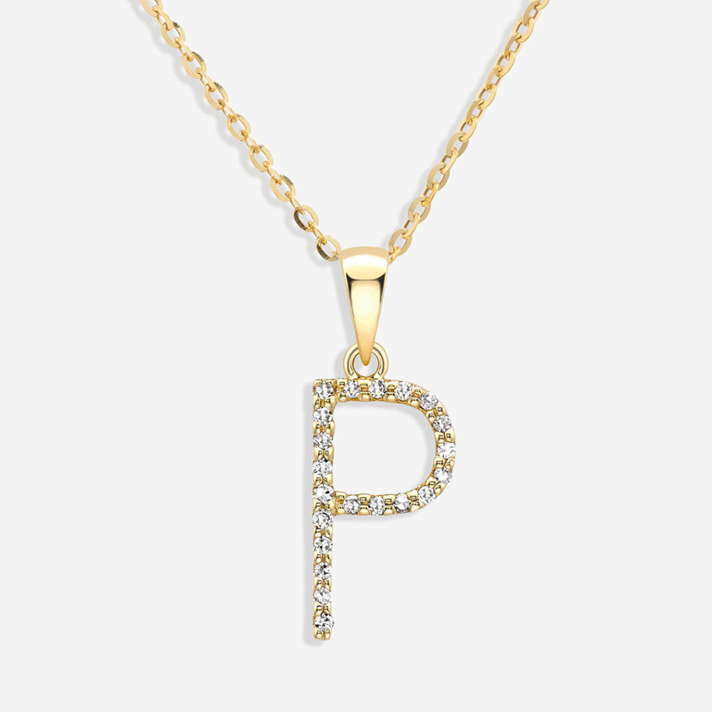 P diamond initial necklace