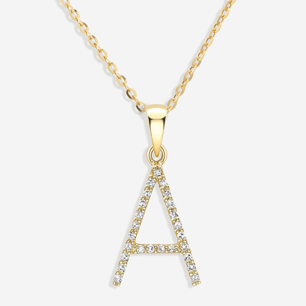 Diamond initial pendant white on sale gold