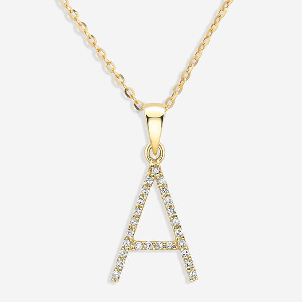 Mini Initial Pendant Necklace in 18k Gold or Platinum