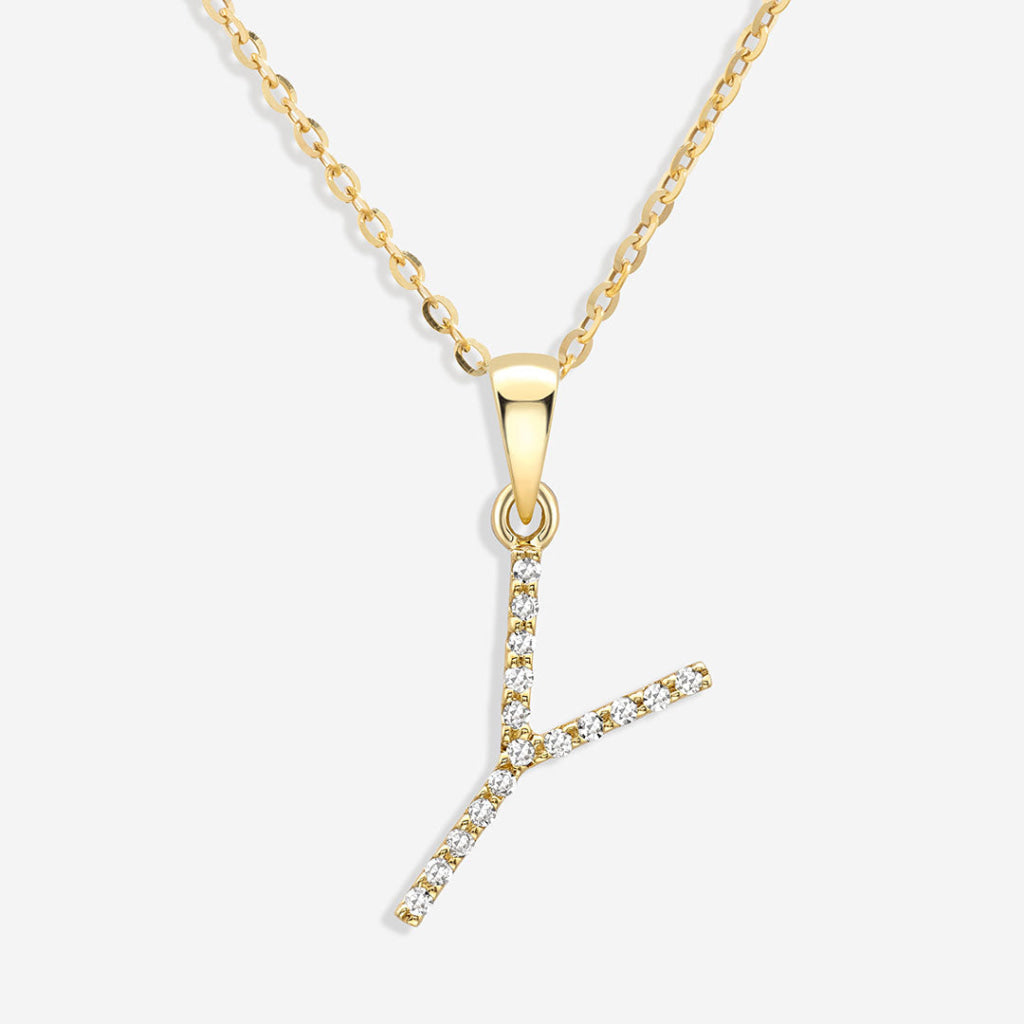 Y diamond initial necklace