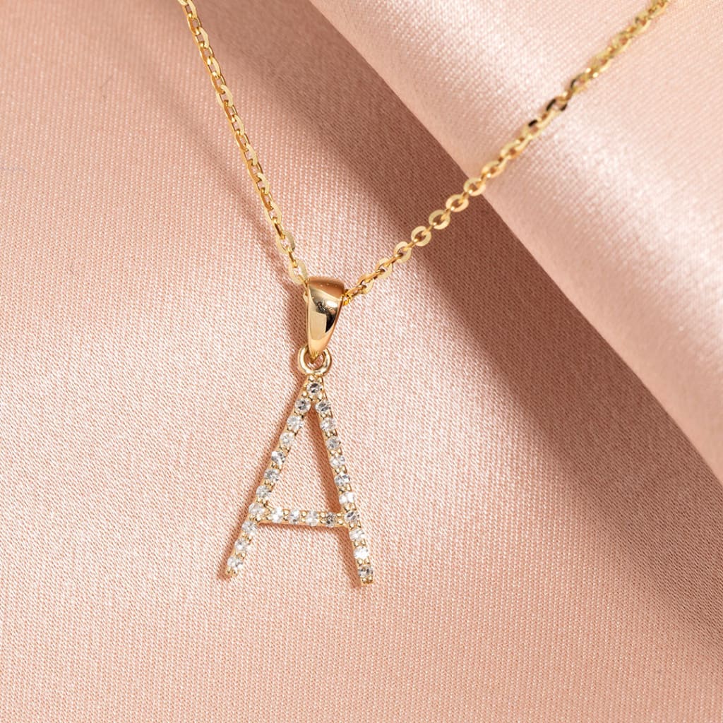 Diamond Initial Necklace | 9ct Gold