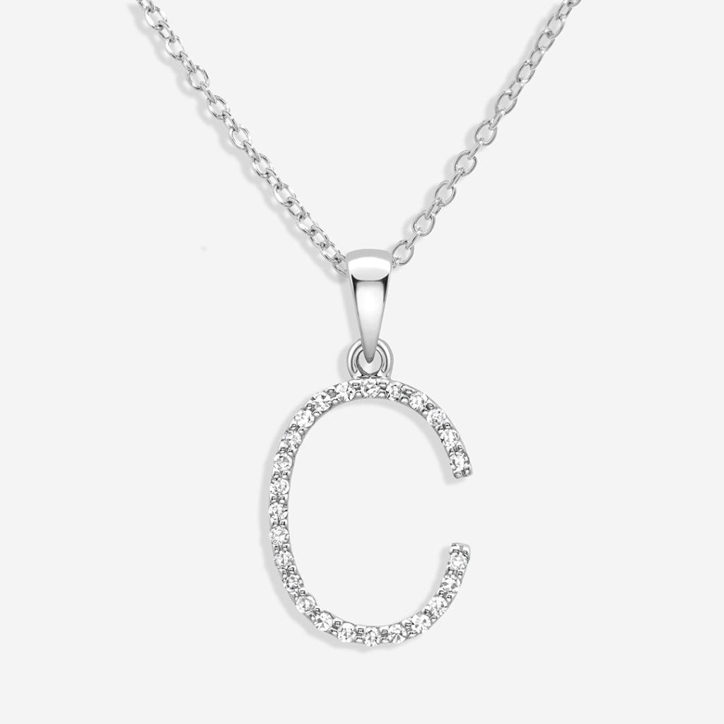 Diamond Initial Necklace | 9ct White Gold - Necklace