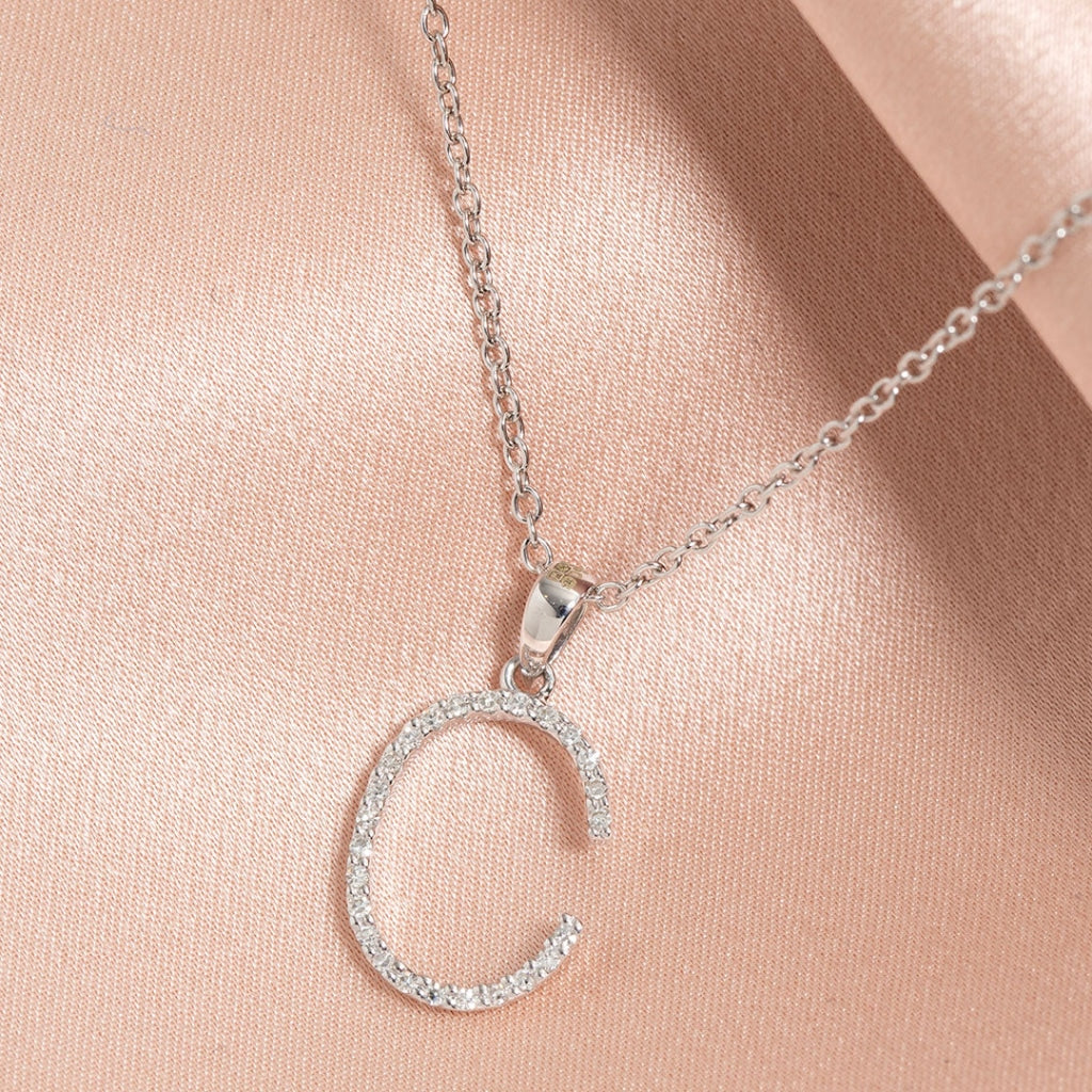 White gold c on sale necklace