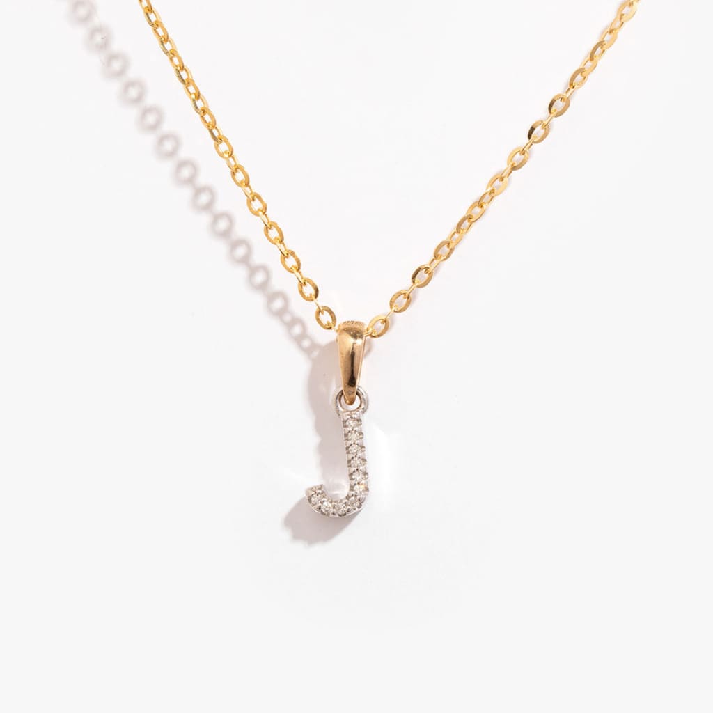 Diamond - J - Necklace | 9ct Gold