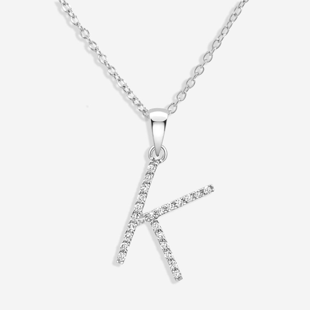 Diamond -K- Necklace | 9ct White Gold - Necklace