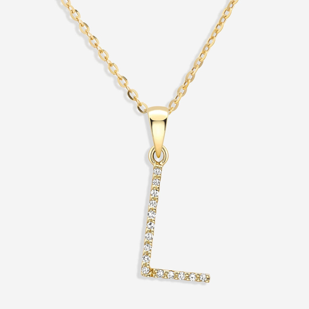Diamond -L- Necklace | 9ct Gold - Necklace