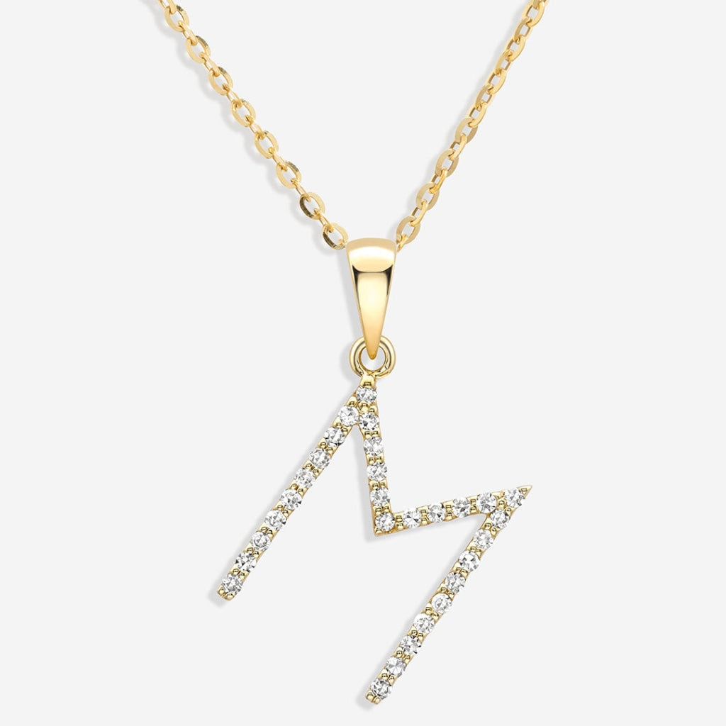 Diamond -M- Necklace | 9ct Gold - Necklace