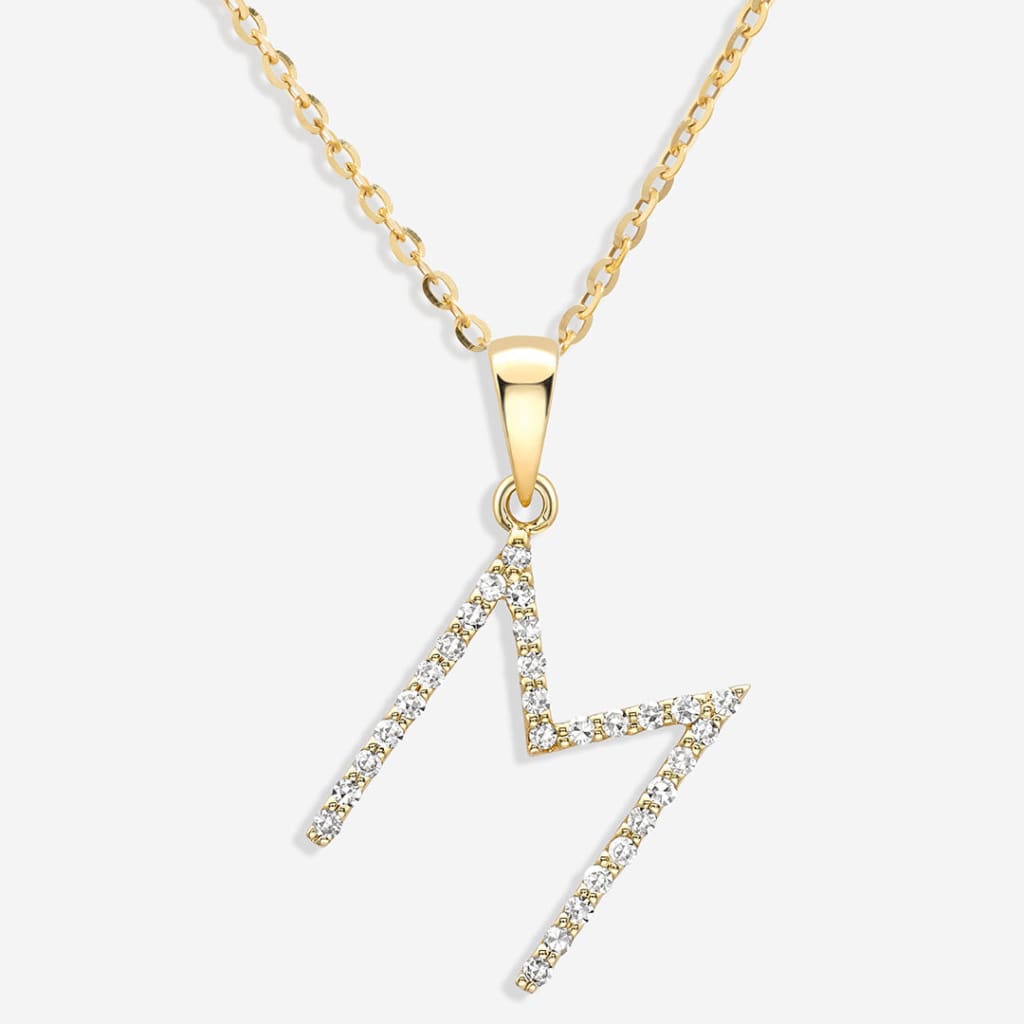 Diamond -M- Necklace | 9ct Gold