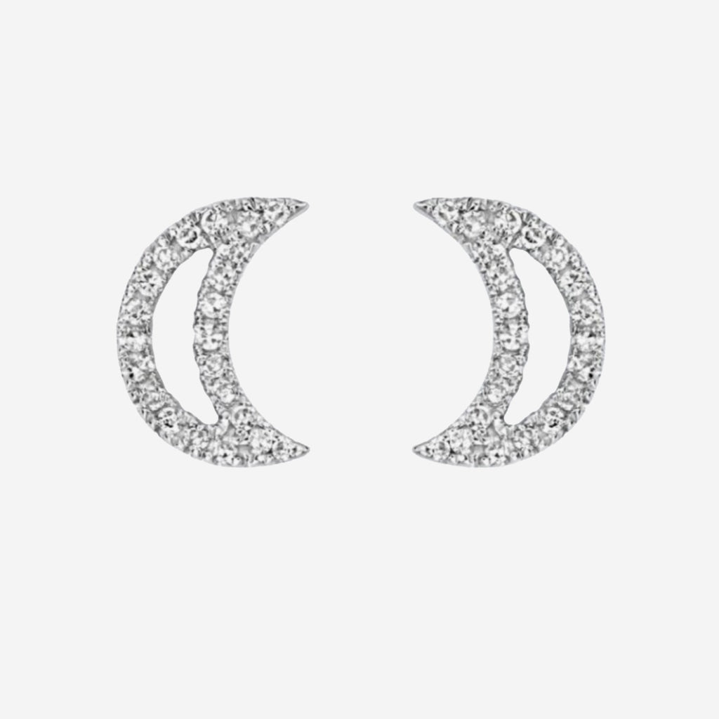 Diamond Moon Earrings | 9ct White Gold - Earrings