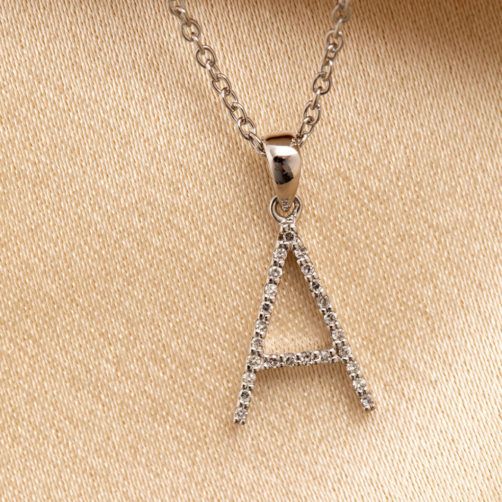 Diamond -A- Pendant  | 9ct White Gold - Gear Jewellers Parnell Street Dublin  11