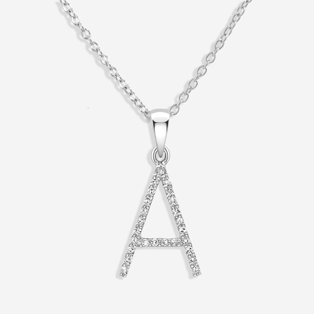 Diamond -A- Necklace | 9ct White Gold - Necklace