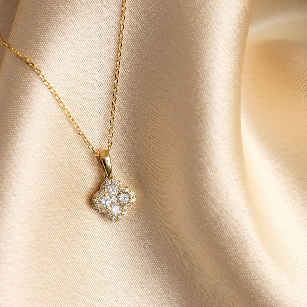 Diamond petite diamond necklace on fabric