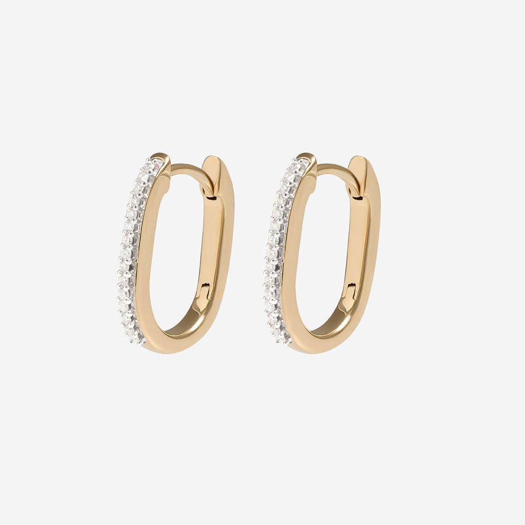 Diamond Paperclip Huggies | 9ct Gold - Earrings