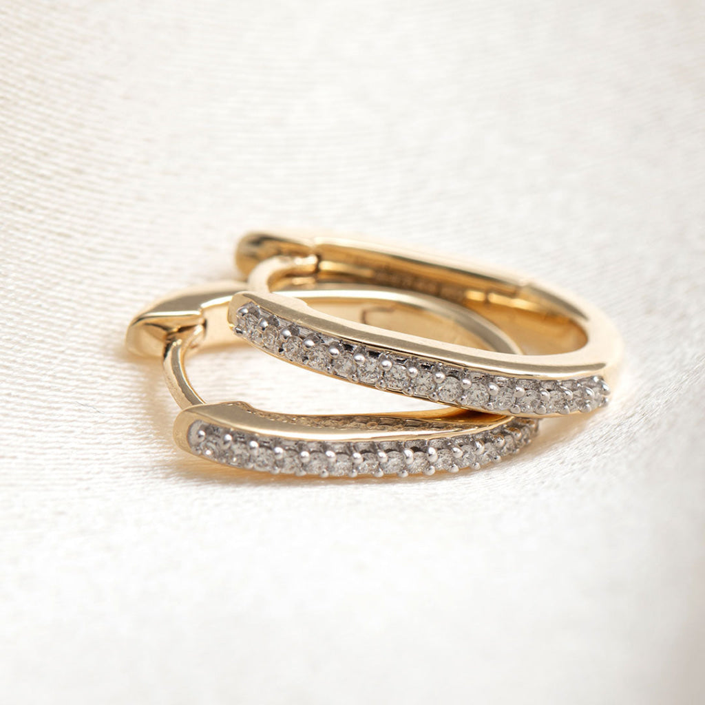 Diamond Paperclip Huggies | 9ct Gold - Earrings