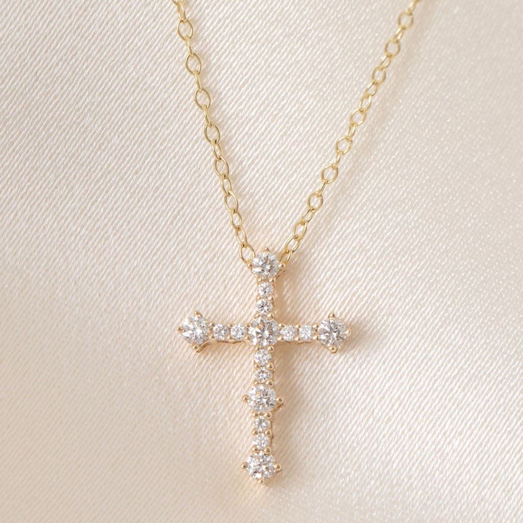 Diamond Pointed Cross Necklace 0.25ct | 9ct Gold - Necklace