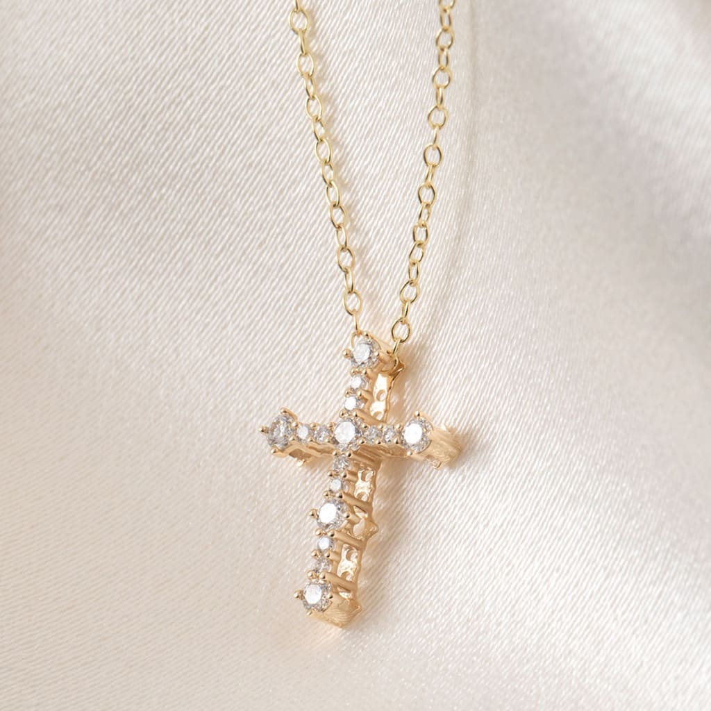 Diamond Pointed Cross Necklace 0.25ct | 9ct Gold - Necklace
