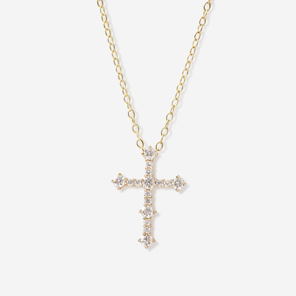 Diamond Pointed Cross Necklace 0.25ct | 9ct Gold - Necklace