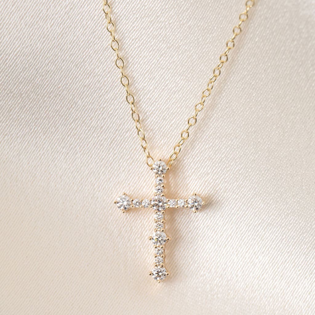 Diamond Pointed Cross Necklace 0.25ct | 9ct Gold - Necklace