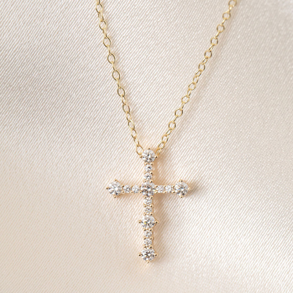 Diamond Pointed Cross Necklace 0.25ct | 9ct Gold