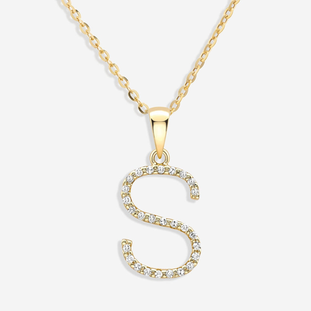 Diamond -S- Necklace | 9ct Gold - Necklace