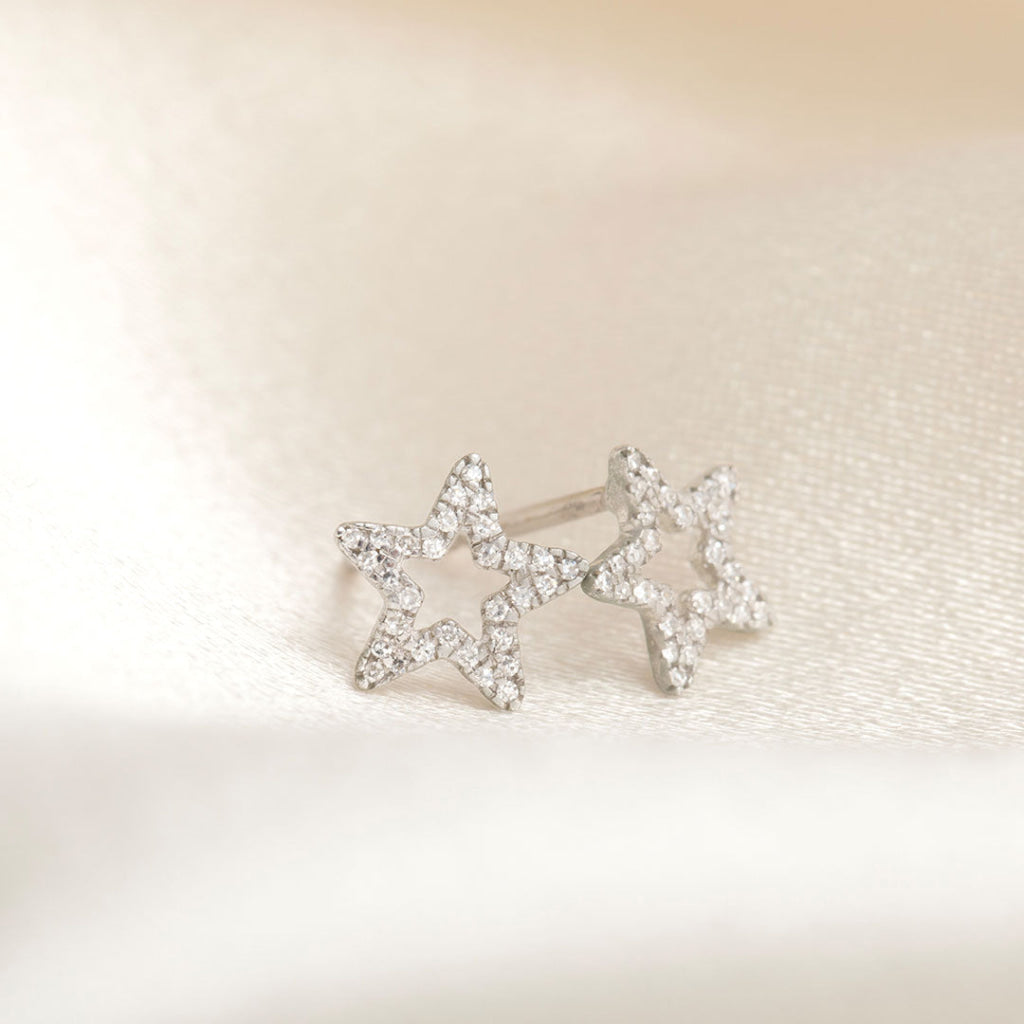 Diamond Star Earrings | 9ct White Gold - Earrings