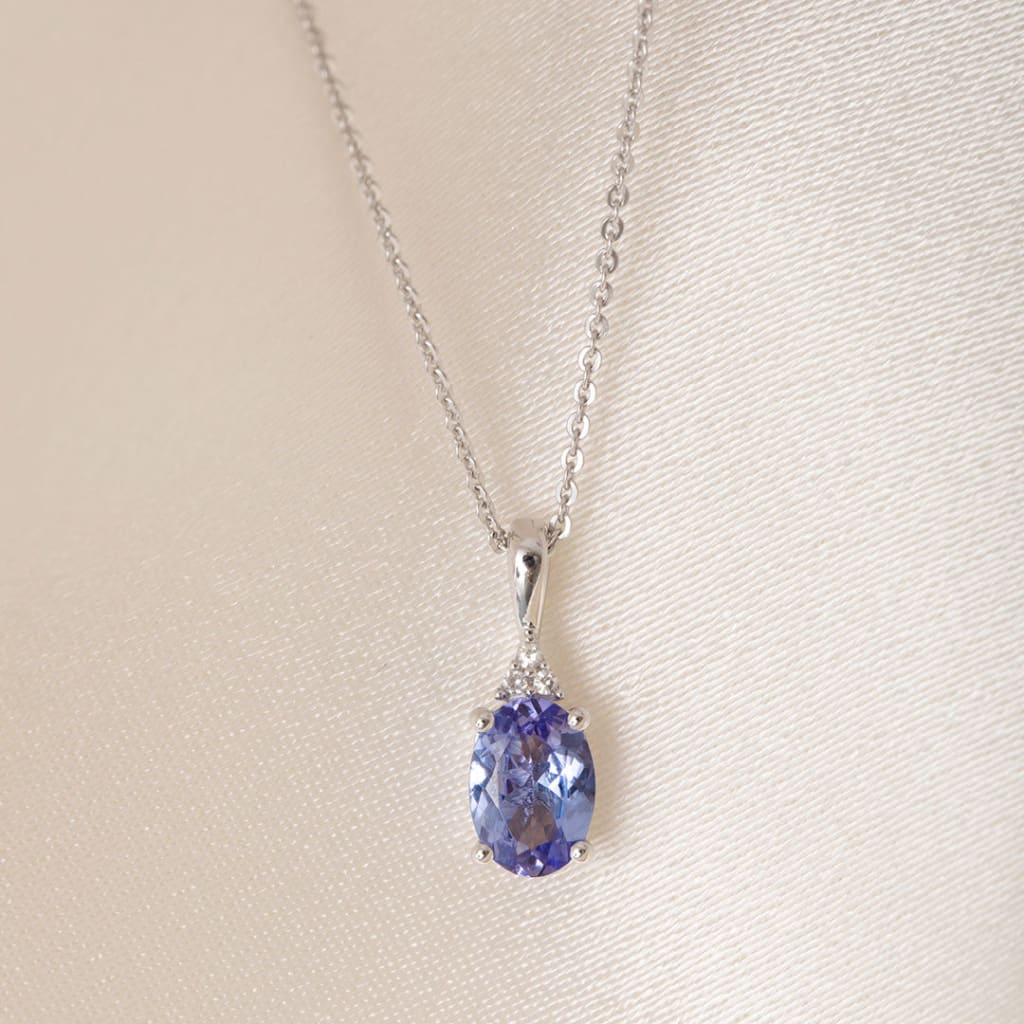 Diamond & Tanzanite Necklace | 9ct White Gold