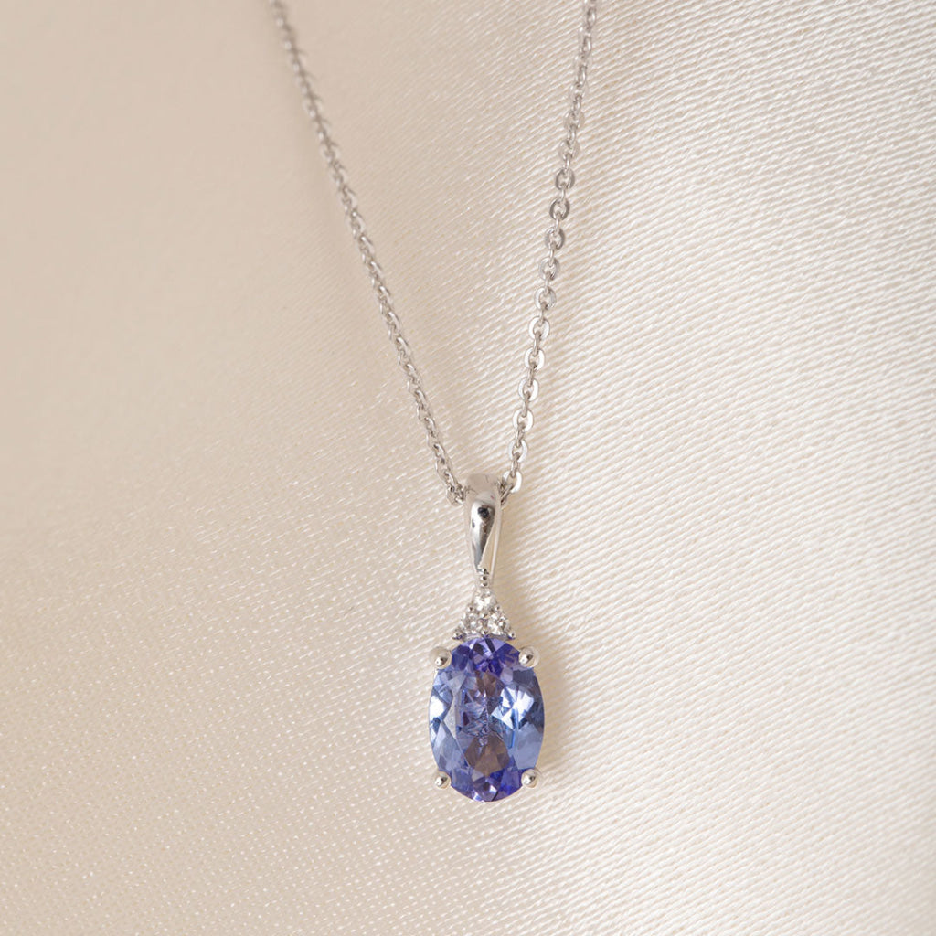 Diamond & Tanzanite Necklace | 9ct White Gold