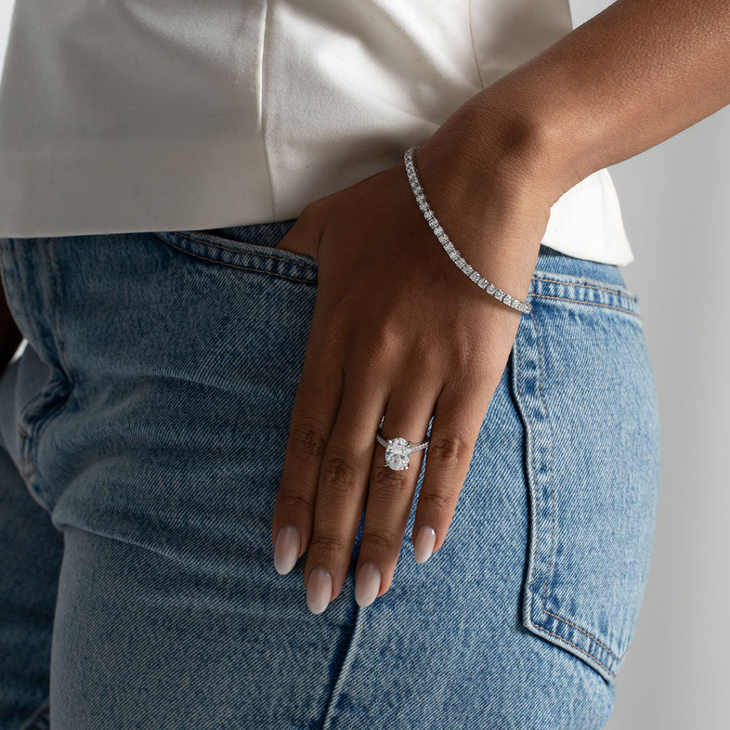 DIVINITY 5ct | Oval Solitaire Lab Grown Diamond Engagement Ring in Platinum