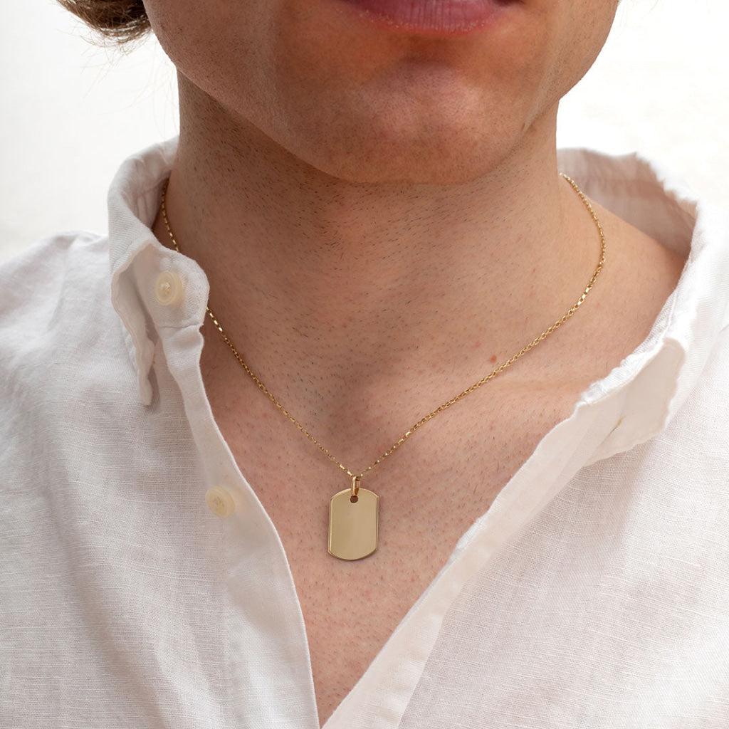Dog Tag Necklace 9ct Gold Gear Jewellers