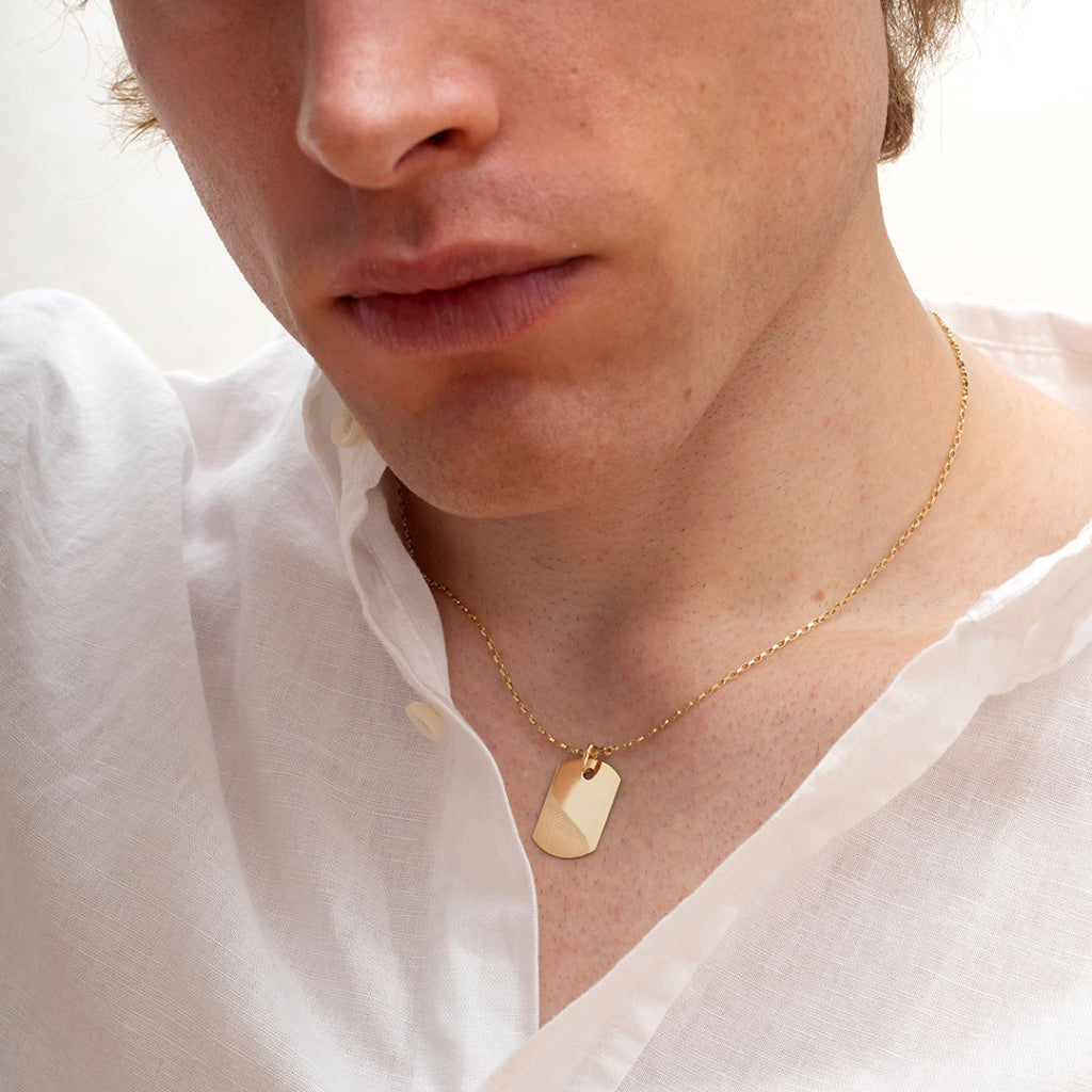 18k Gold Necklace Tiffany Mens Dog Tag Necklace Dog Tag Necklace