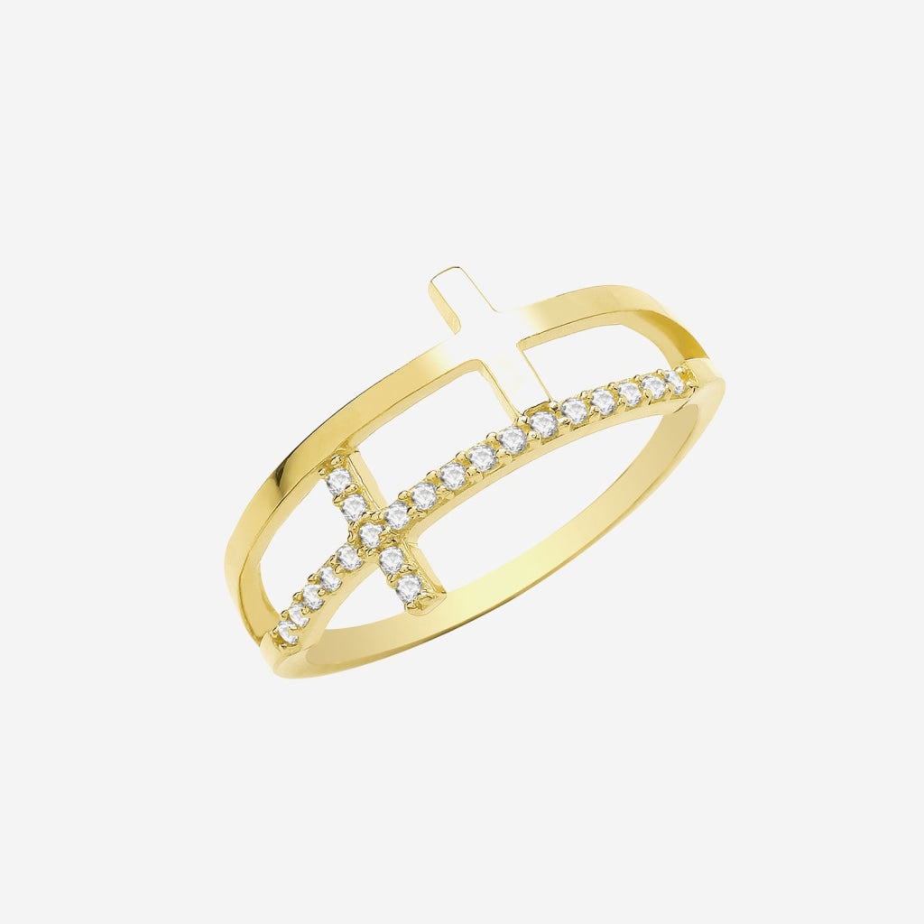 Double Cross Ring | 9ct Gold