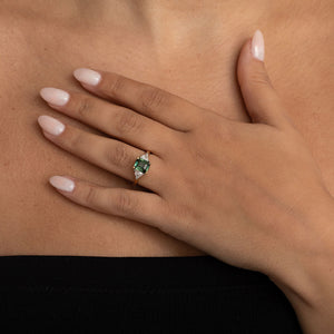 DRAKE | Teal Sapphire Cushion Cut Diamond Ring