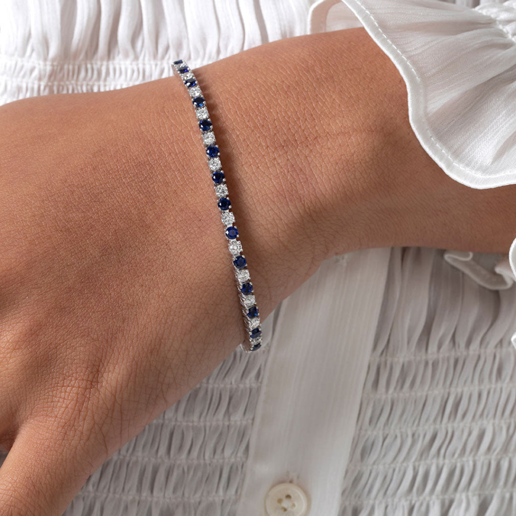 DREAM - Sapphire | Lab Grown Diamond Tennis Bracelet in 9ct White Gold